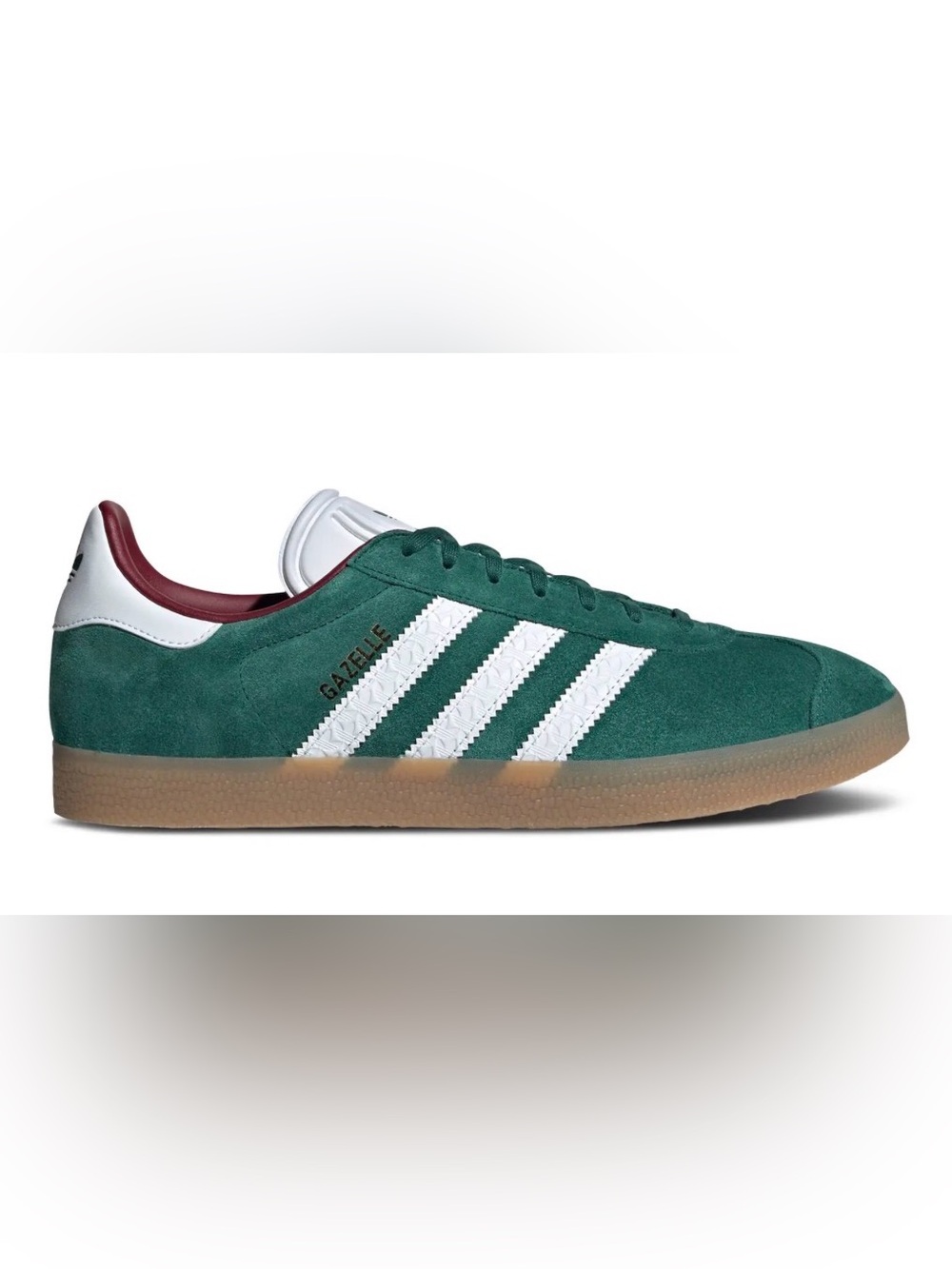 adidas Gazelle Collegiate Green Suede gum sole Sneakers with White Stripes